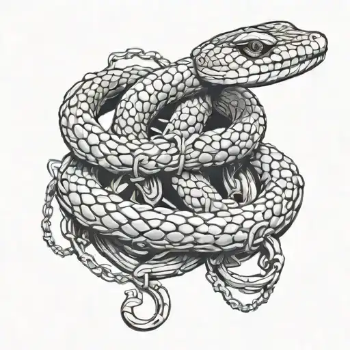 Snake And Chain Around Hand