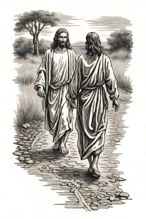 Jesus And Me Walking On Road