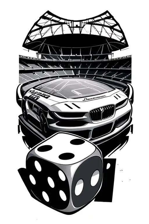 Car Part Football Stadium With Dices And A Quote