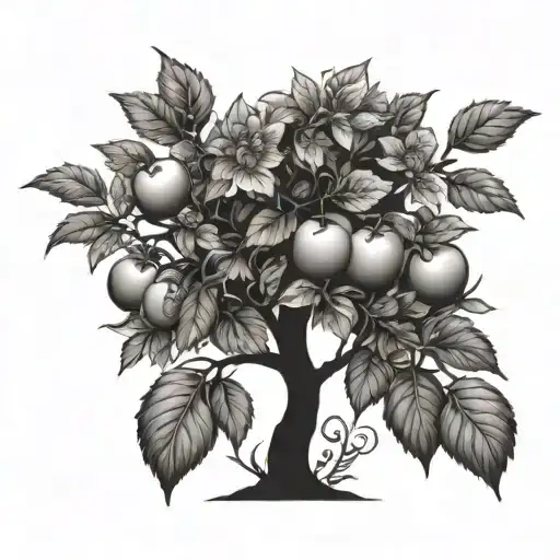 Apple Tree Silhouette Baby Drawing