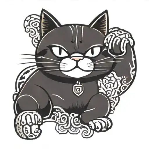 A Traditional Japanese Lucky Cat With A Modern Twist Representing Success And Ambition