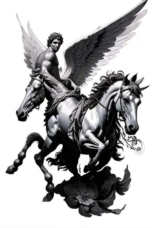 Greek Gods With Pegasus Horse With Wings