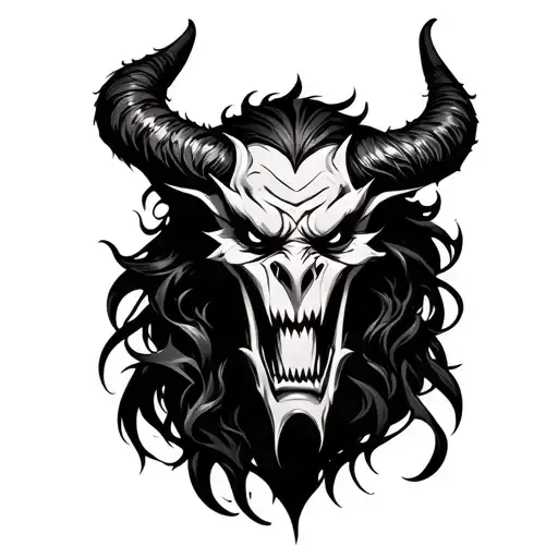 Tattoo On A Brush In The Form Of A Demon