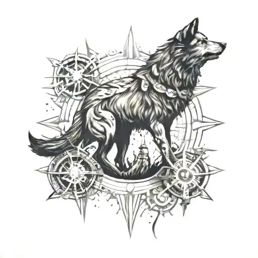 Black Wolf On The Compass Of Tomorrow