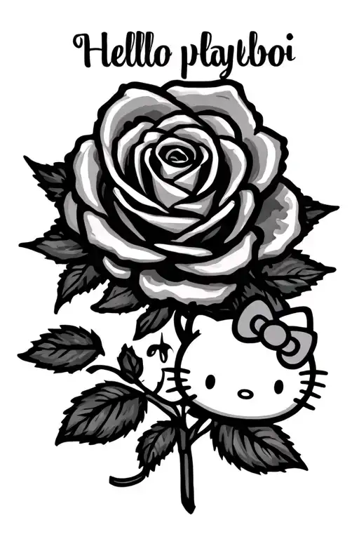 Playboi Logo With A Rose And Hello Kitty Involved
