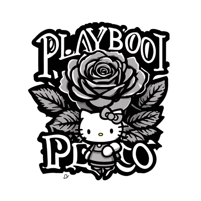 Playboi Logo With A Rose And Hello Kitty Involved