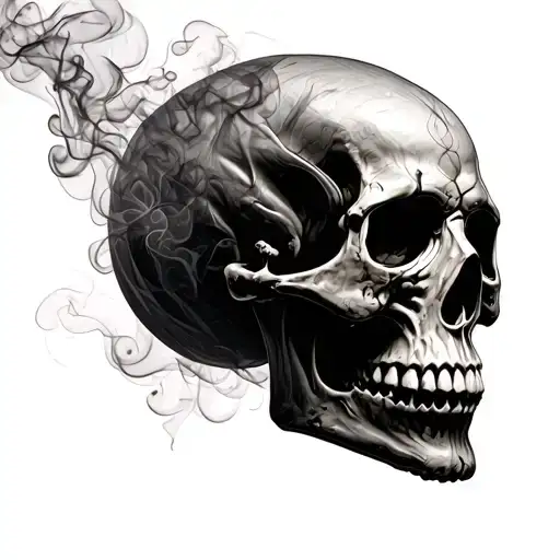 Front Profile Of A Skull Made Entirely Out Of Whisky Smoke Image