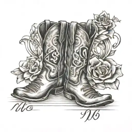 Cowboy Boots Romen Numerals Representing Important Dates