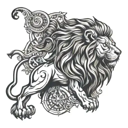 Astrological Leo Symbol Combined With Lion