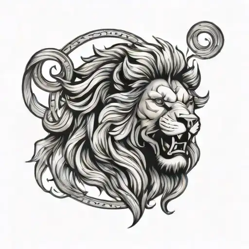 Astrological Leo Symbol Combined With Lion