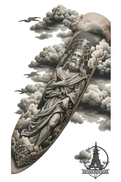 Biblical Forearm Tattoo With Clouds
