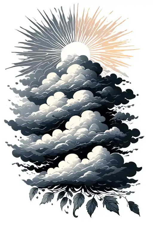 Clouds With Grey Work With A Ray Of Sun And Natural Patterns Such As Leafs