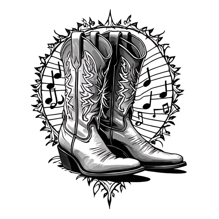Cowboy Boot Music Notes