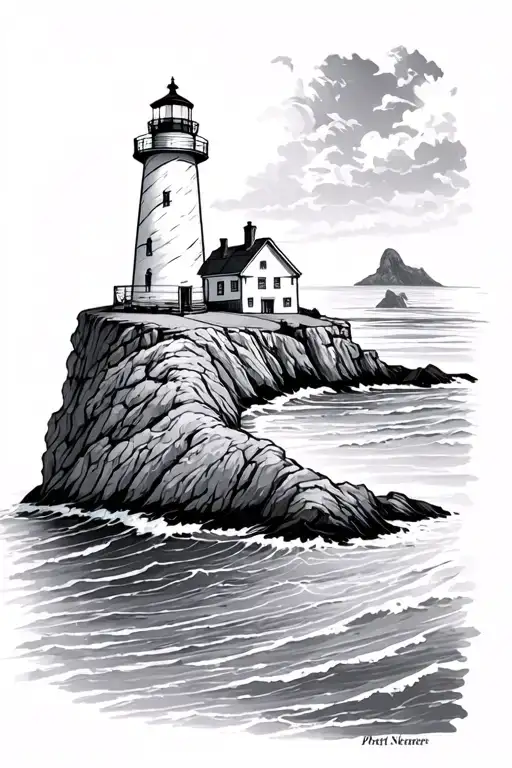 Light House In A Cliff Overlooking The Ocean