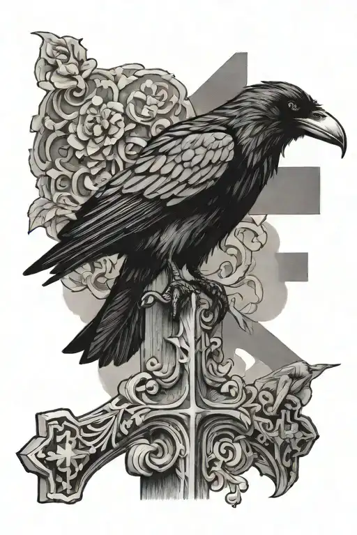 Crow Perched On A Cross