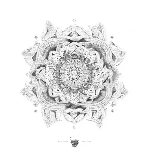 A Guitar Pick Surrounded By Intricate Mandala Patterns