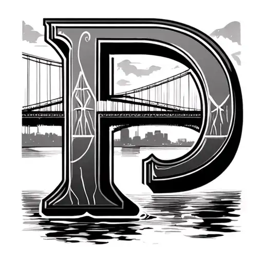 The Letter P With Pittsbugh Bridge In The Background