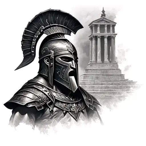 Spartan With Temple Realistic