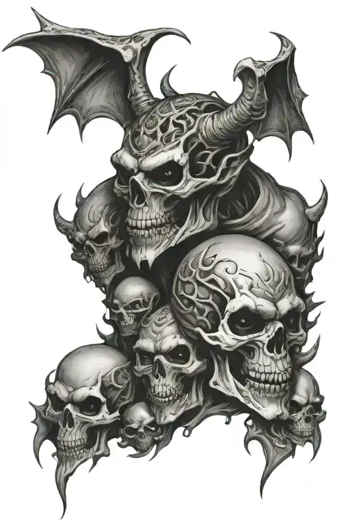Demonic Evil Demon Crushing Skulls