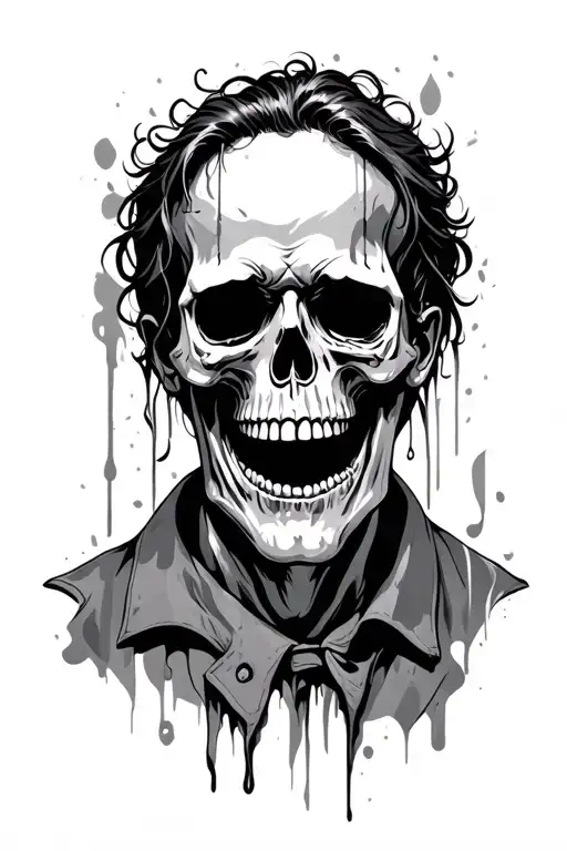 Skull And Man Crying