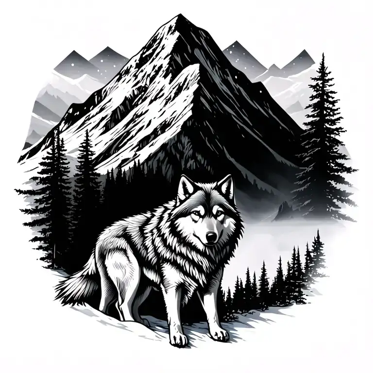 Wolves And Mountain