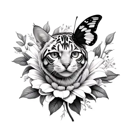 Cat Tiger Butterfly On A Flower