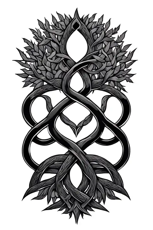 Simple Celtic Trinity Knot And Tree Of Life Intertwined