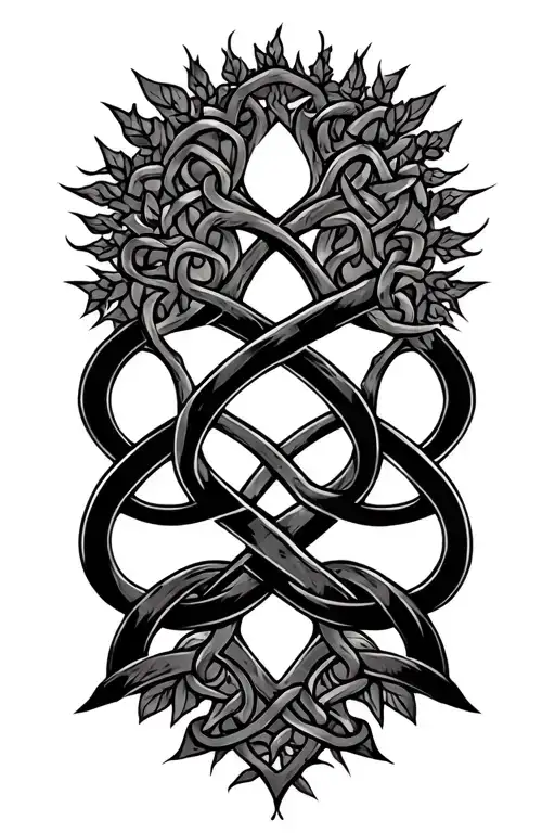 Simple Celtic Trinity Knot And Tree Of Life Intertwined