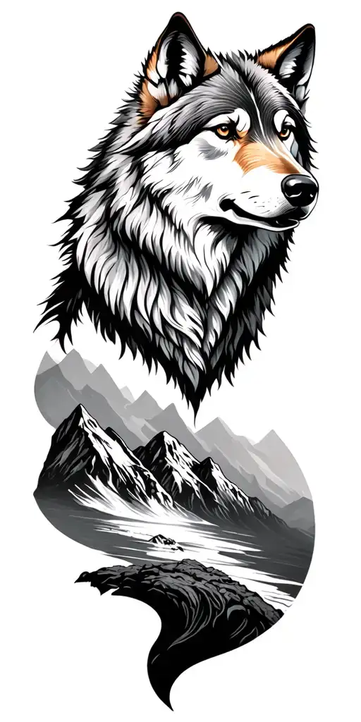 Wolf And Mountains