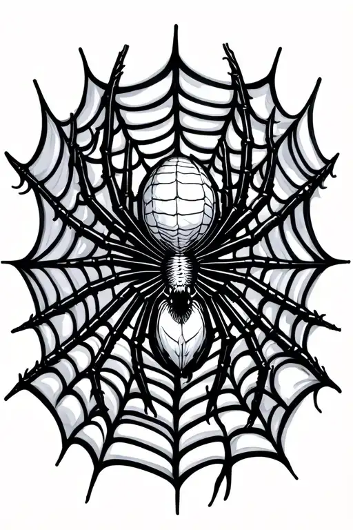 Spider In A Spiderweb Pattern Forming The Shape