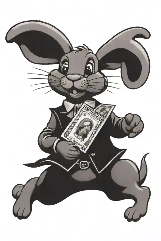Bunny With Holding Money Bag