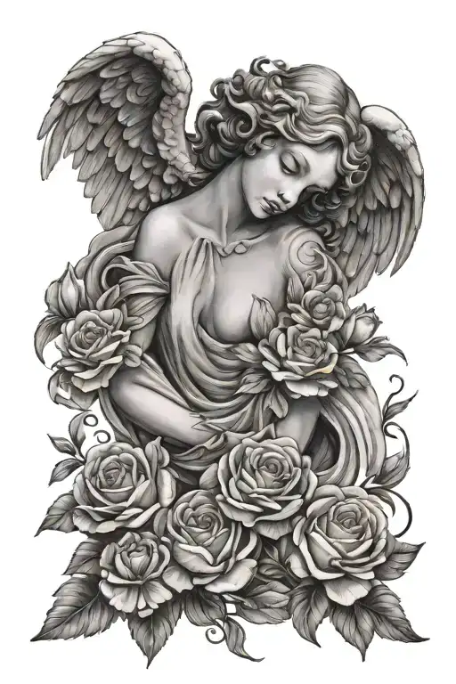 Angel With Flowers