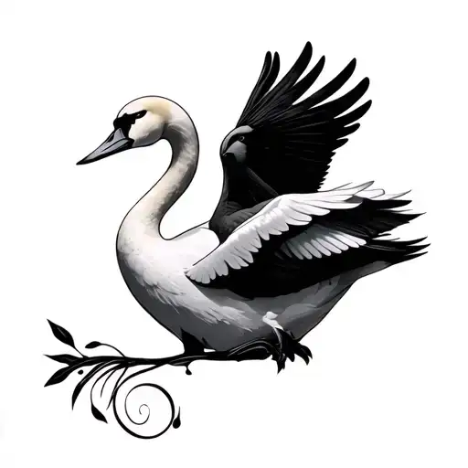A Swan Carrying A Nightinger Bird