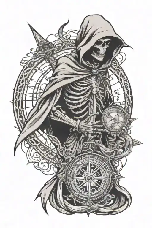 Grim Reaper With Compass Rose
