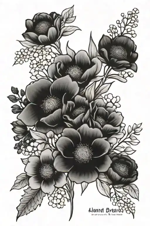 Small Fine Line Bouquet Of Birth Flowers From The Months June February May January November And July