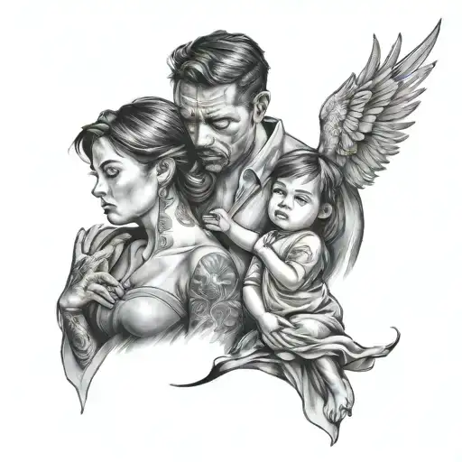 Father And Daugther Tattoo Desing