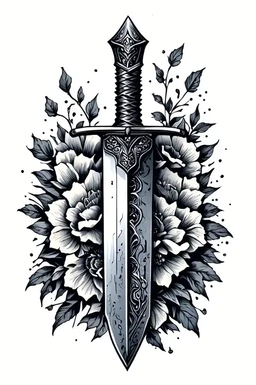 Sharp Dagger With Vintage Tile Style