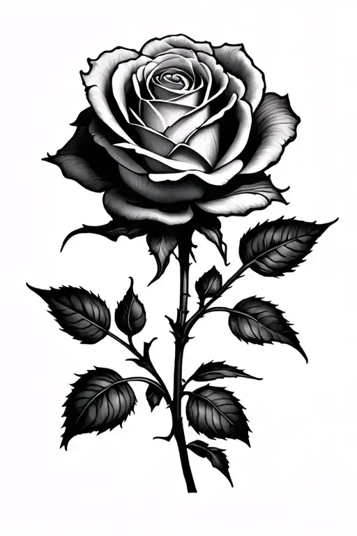 Rose Tattoo With No Shading