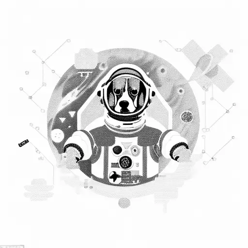 A Beagle Wearing A Space Suit Floating Among Computer Circuitry