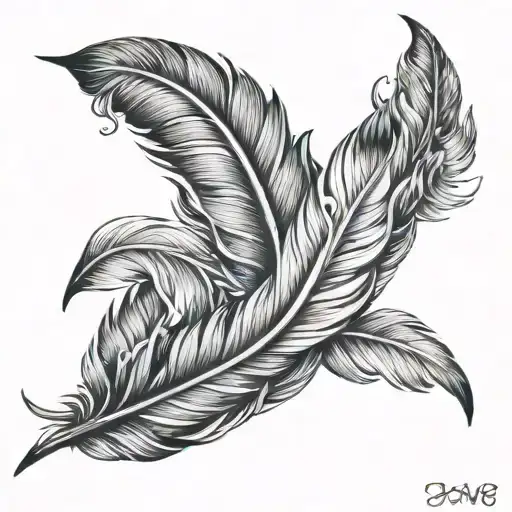 Three Bird Feathers Linked