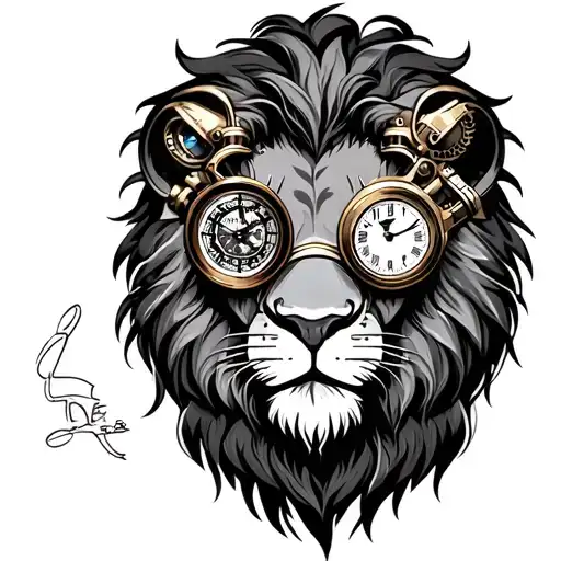 Steampunk Lion With Clock Monocle