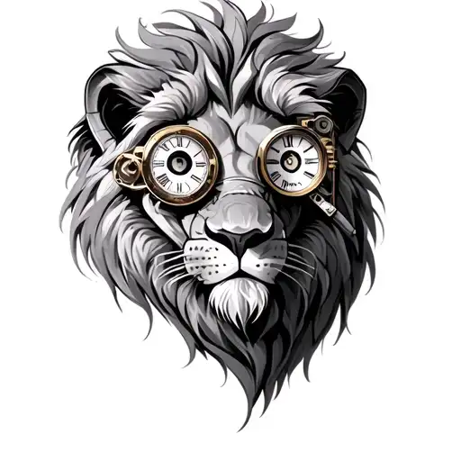 Steampunk Lion With One Clock Monocle