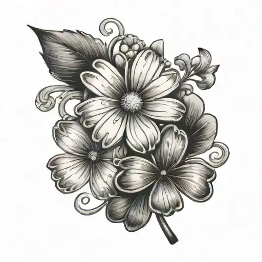 Daisy And Four Leaf Clover