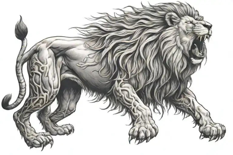 Lion Roaring Fiercely