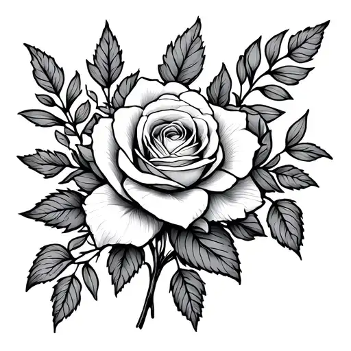 Honeysuckle And Rose Bouquet Fine Line