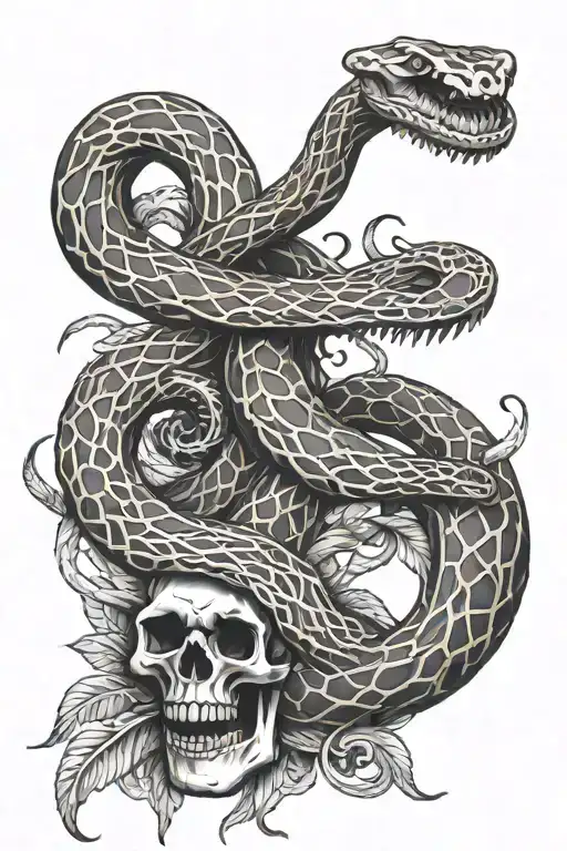 Snake Skeleton Tattoo Design