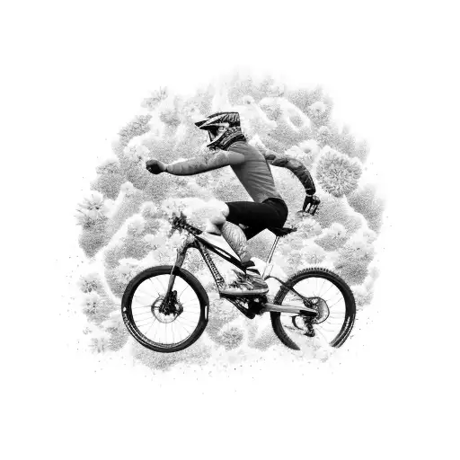 A Mountain Biker Jumping Over A Bed Of Colorful Flowers