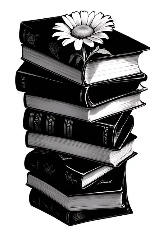 Book Stack With Daisies