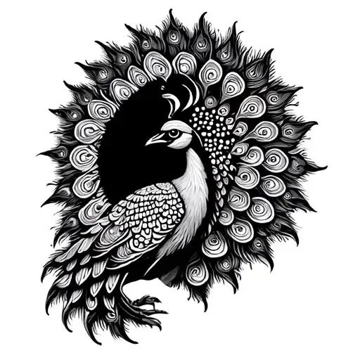 Tribal Peacock Wrapped Around The Sun