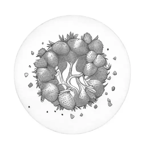 Juniper And Strawberries In A Circle